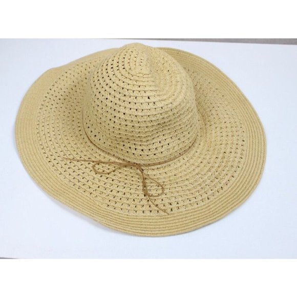Big Sun Hat One Size Beige Solid Straw - Picture 3 of 7